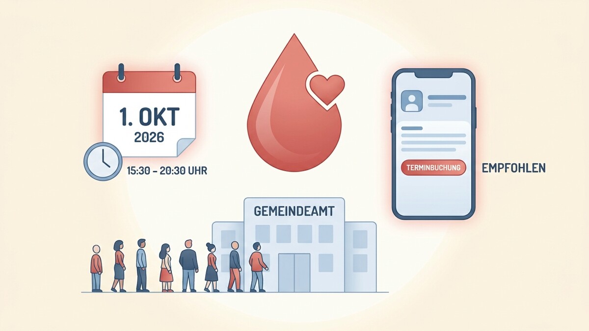 Blutspende Terminbuchung am 1. Okt 2026 im Gemeindeamt empfohlen