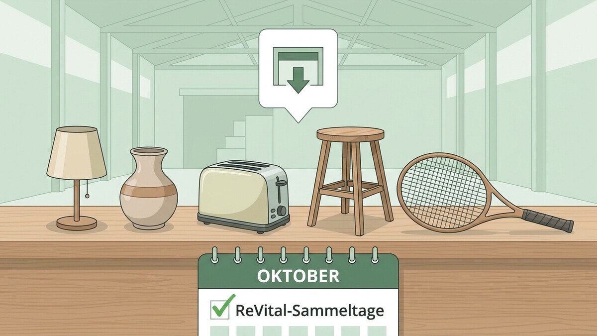 ReVital-Sammeltage im Oktober: Lampe, Vase, Toaster, Hocker und Tennisschläger