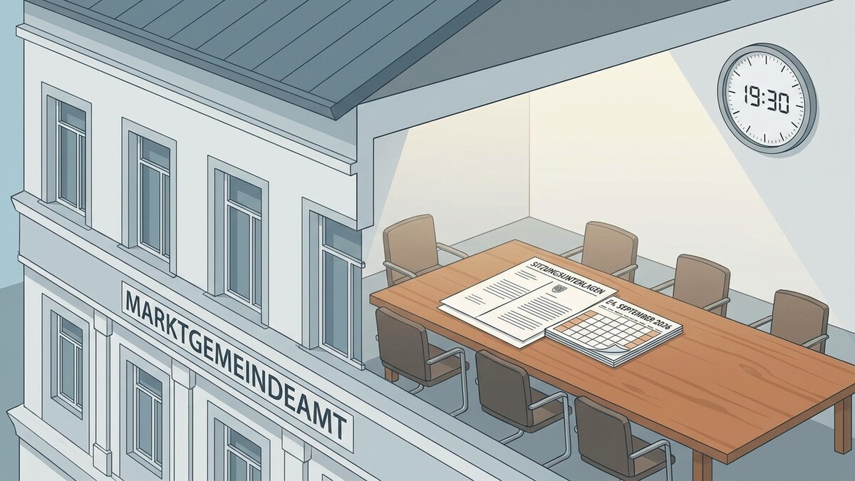 Sitzungssaal im Marktgemeindeamt mit Akten und Kalenderblatt 24. September 2026