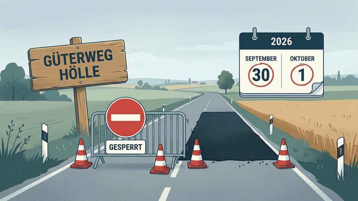 Güterweg Hölle gesperrt bis 1. Oktober 2026, Kalenderblatt mit Datum 30. September