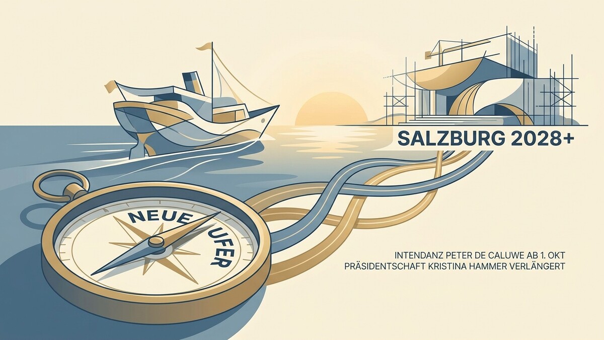 Salzburg 2028+ mit Kompass, Schiff und Baustelle, Intendanz Peter de Caluwé, Kristina Hammer