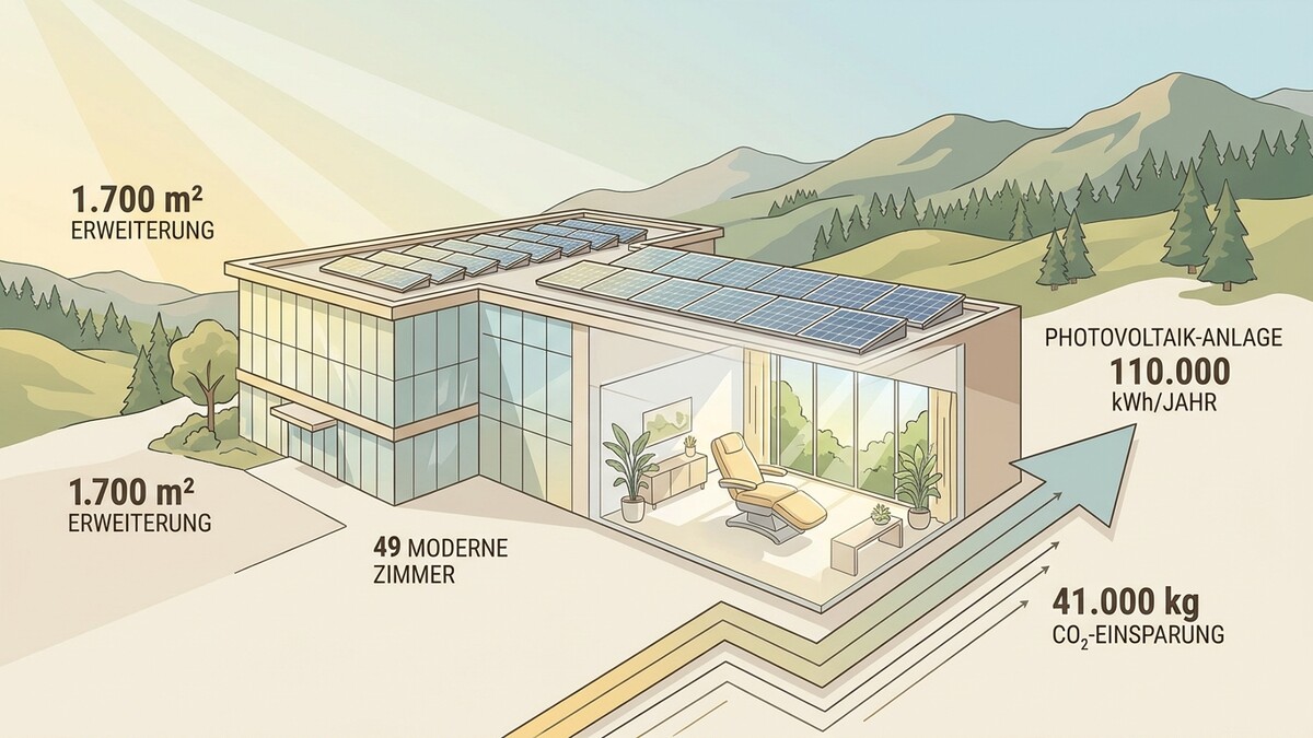 Photovoltaik-Anlage erzeugt 110.000 kWh/Jahr und spart 41.000 kg CO2.