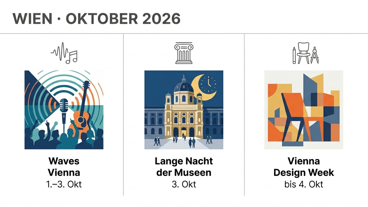 Wien Oktober 2026: Waves Vienna, Lange Nacht der Museen, Vienna Design Week.