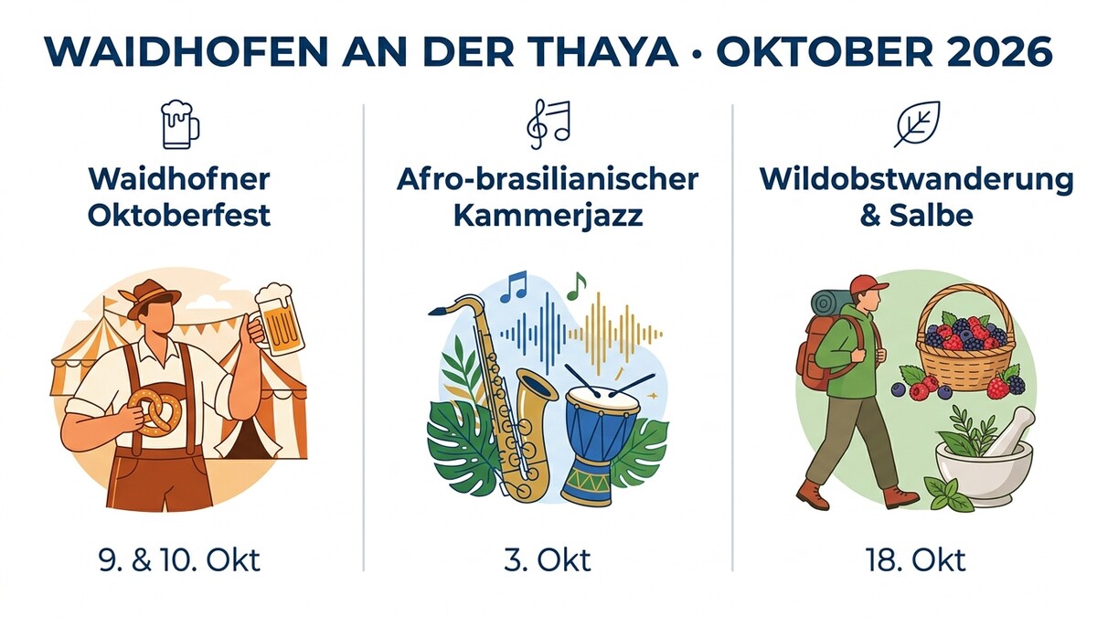 Waidhofen an der Thaya: Oktoberfest, Jazz und Wildobstwanderung im Oktober 2026.