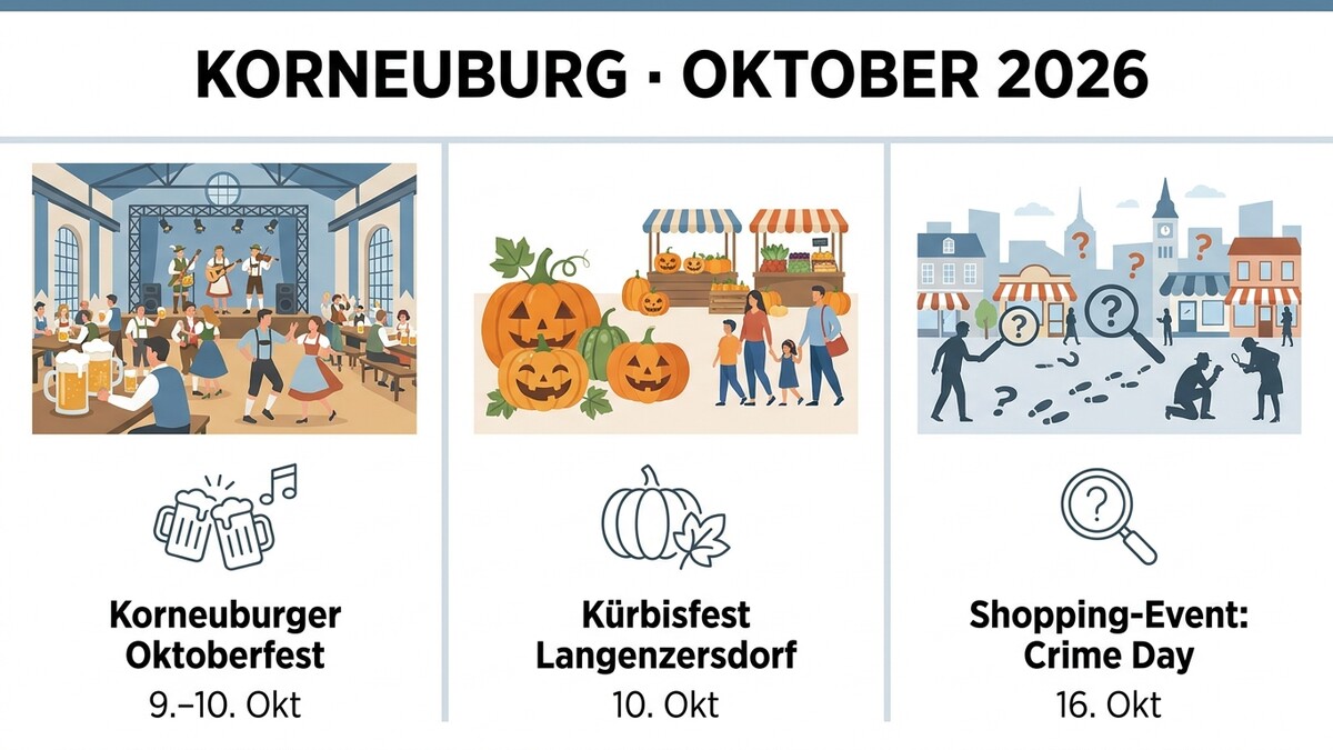 Korneuburg: Oktoberfest, Kürbisfest Langenzersdorf und Shopping-Event Crime Day im Oktober 2026