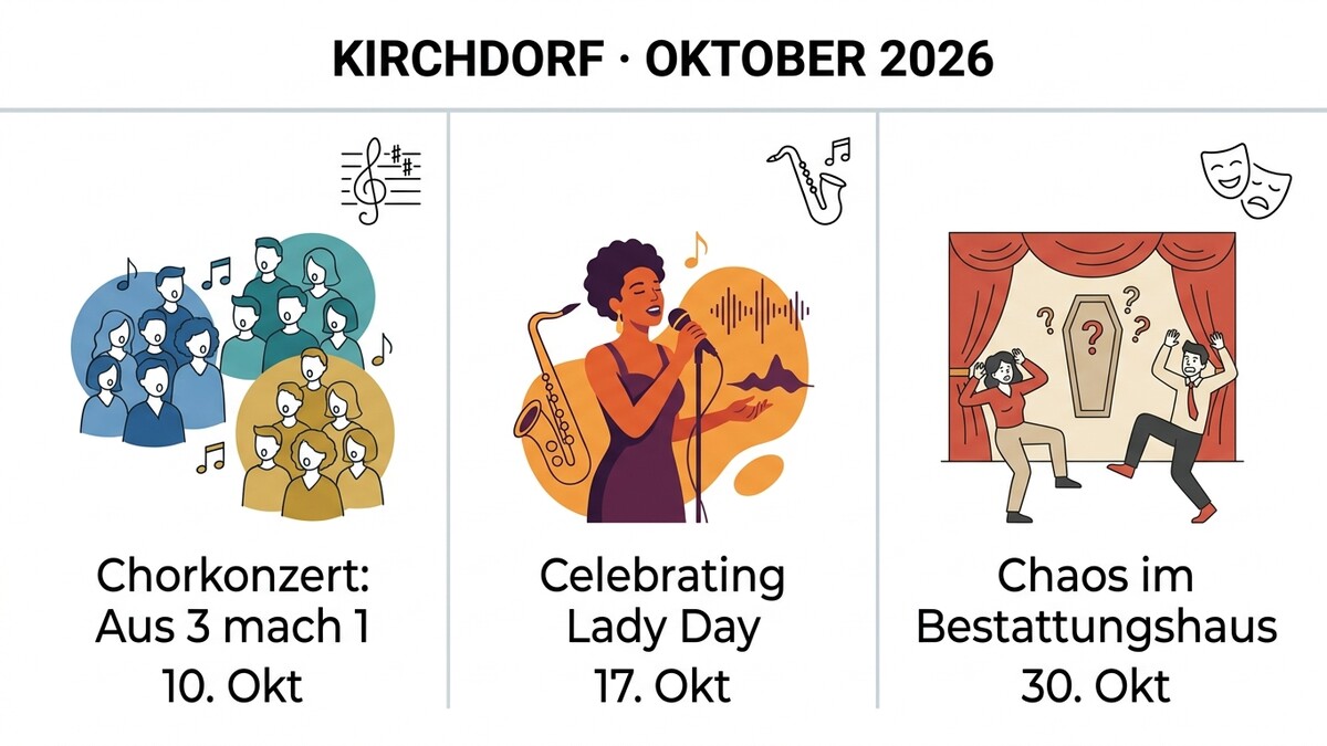 Konzertprogramm in Kirchdorf Oktober 2026: Chorkonzert, Lady Day, Theaterstück