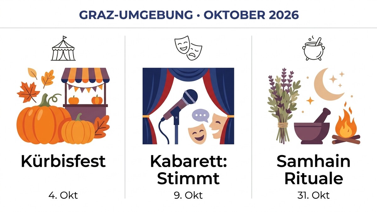 Graz-Umgebung: Kürbisfest, Kabarett und Samhain-Rituale im Oktober 2026.