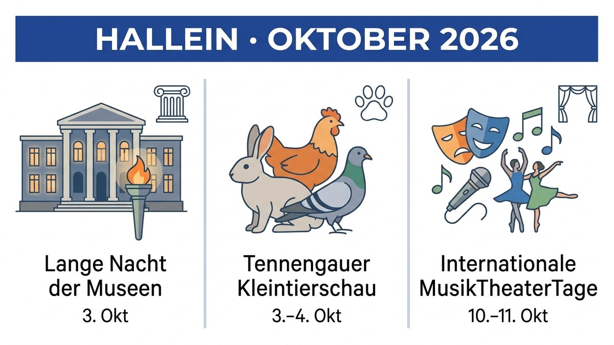 Hallein Oktober 2026: Lange Nacht der Museen, Kleintierschau, MusikTheaterTage