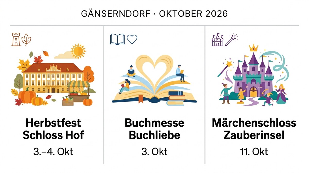 Gänserndorf Oktober 2026: Herbstfest, Buchmesse und Märchenschloss mit Illustrationen