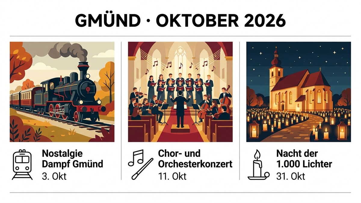 Gmünd: Dampfzug, Konzert, Lichterfest im Oktober 2026
