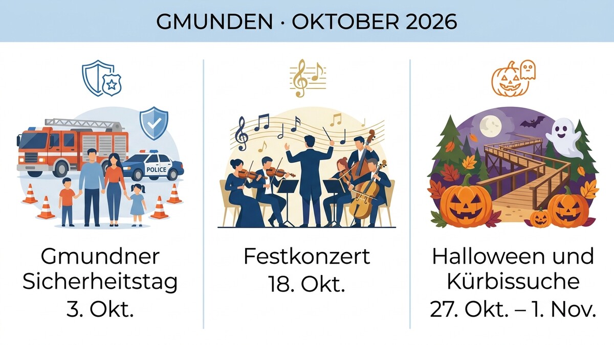 Gmunden: Sicherheitstag, Festkonzert und Halloween im Oktober 2026