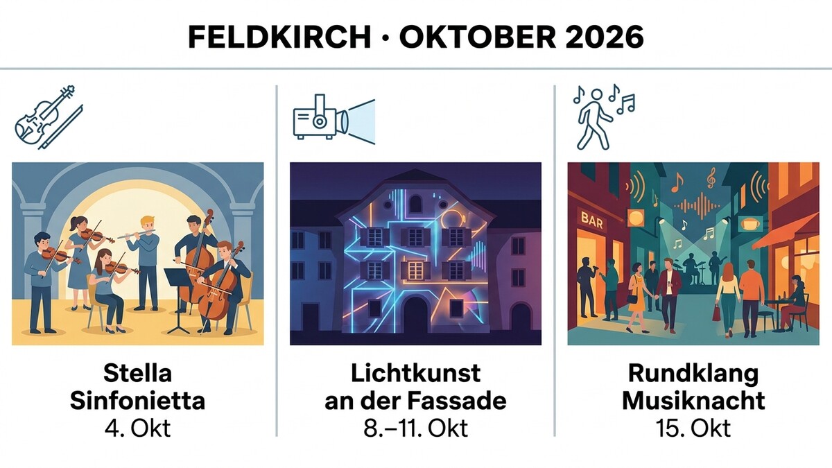 Feldkirch Oktober 2026: Stella Sinfonietta, Lichtkunst an der Fassade und Rundklang Musiknacht