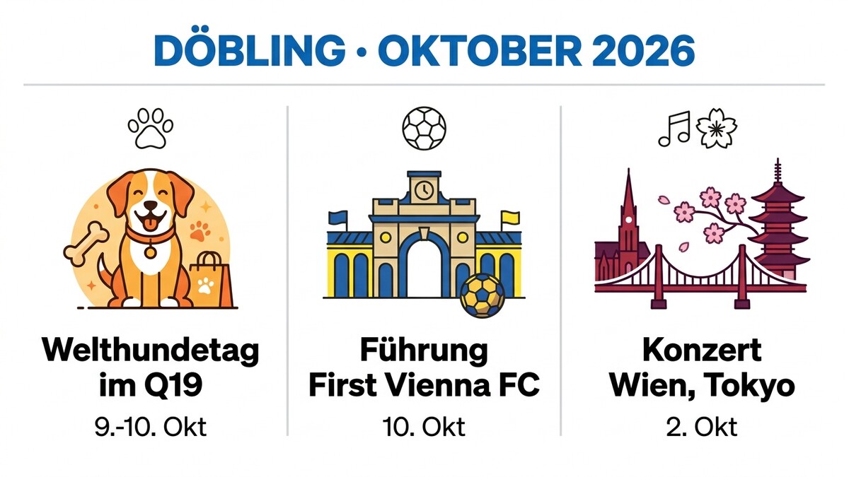 Döbling Oktober 2026: Hundetag im Q19, Führung First Vienna FC, Konzert Wien und Tokio