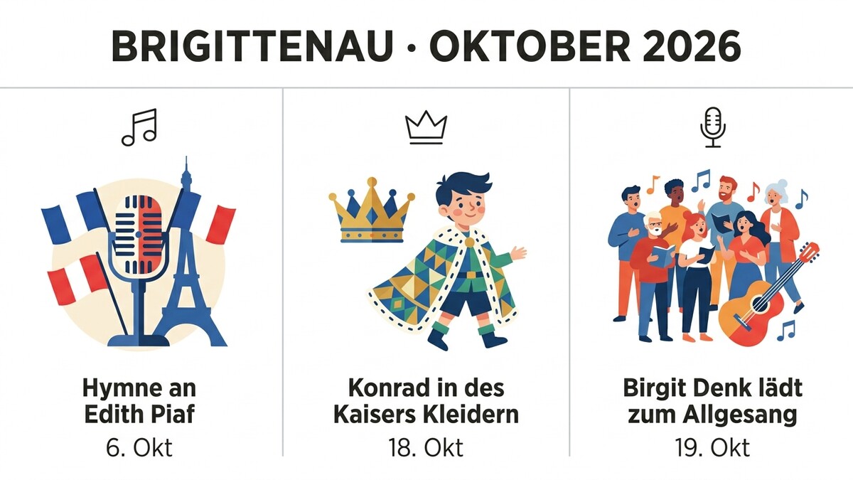 Brigittenau: Hymne an Edith Piaf, Konrad in des Kaisers Kleidern, Birgit Denk lädt zum Allgesang