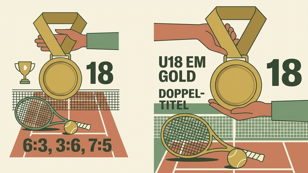 Tennis-Doppeltitel U18 EM Gold 2018 mit Medaillen und Ergebnis 6:3, 3:6, 7:5