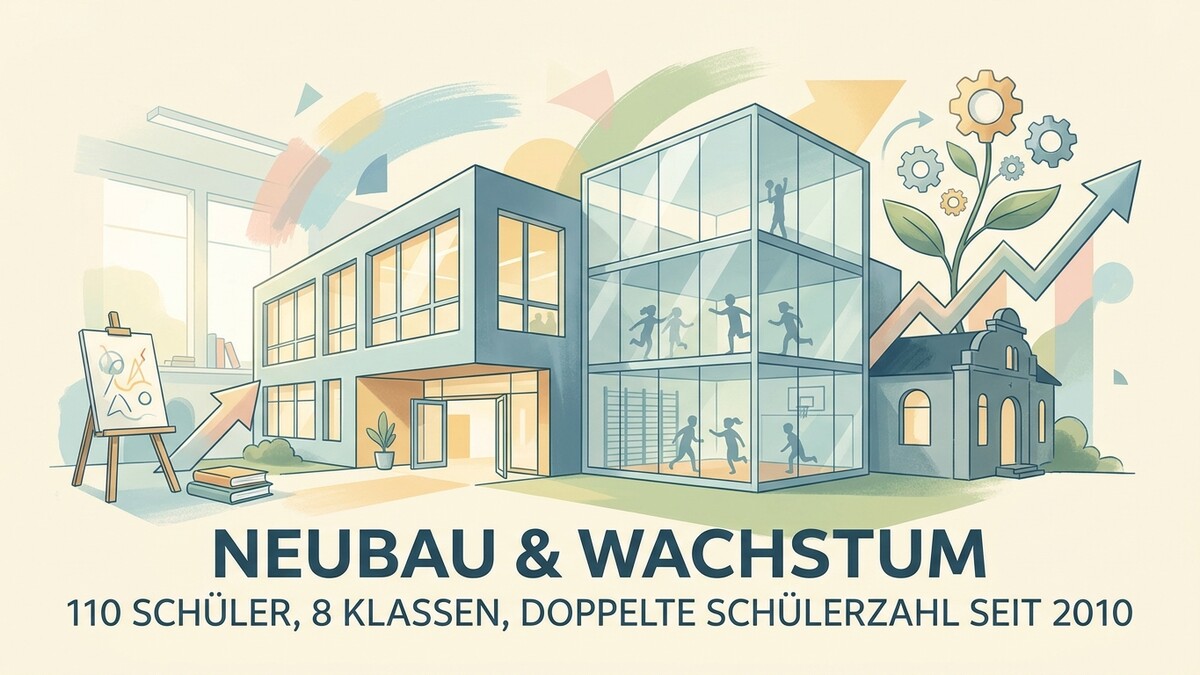 Neubau und Wachstum: 110 Schüler, 8 Klassen, doppelte Schülerzahl seit 2010