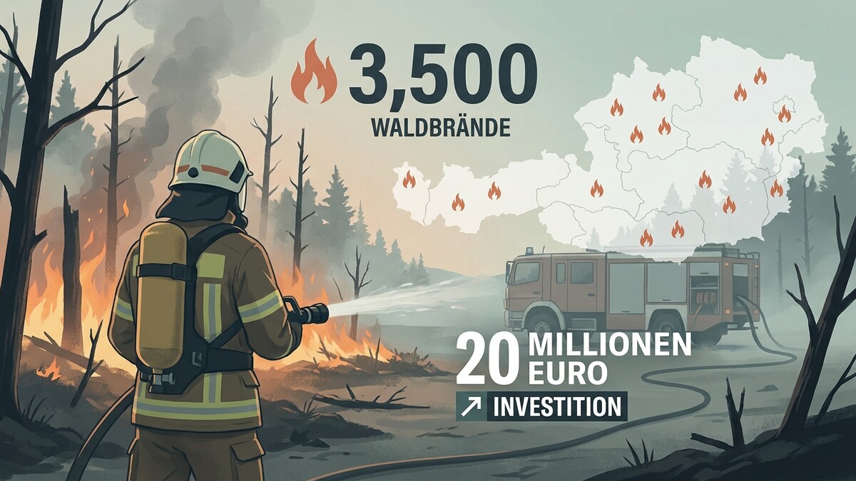 Waldbrände in Österreich: 3.500 Brände, 20 Millionen Euro Investition, Feuerwehr im Einsatz.