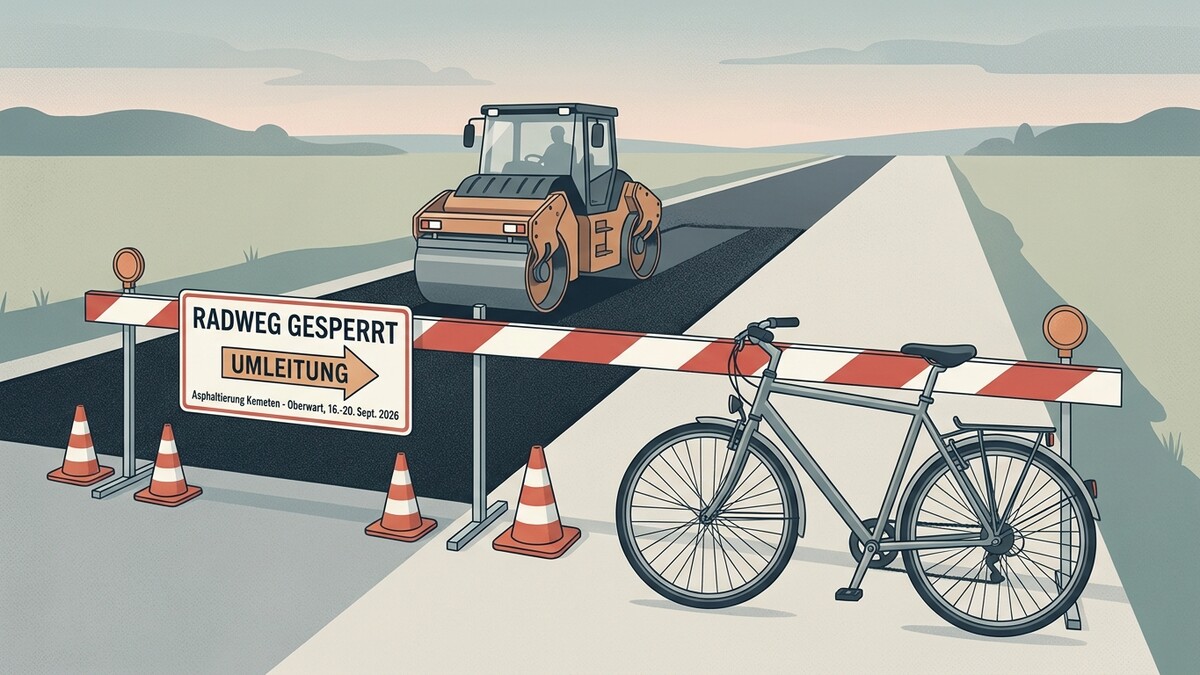 Radweg gesperrt: Umleitung für Asphaltierung Kemeten-Oberwart, 16.-20. Sept. 2026