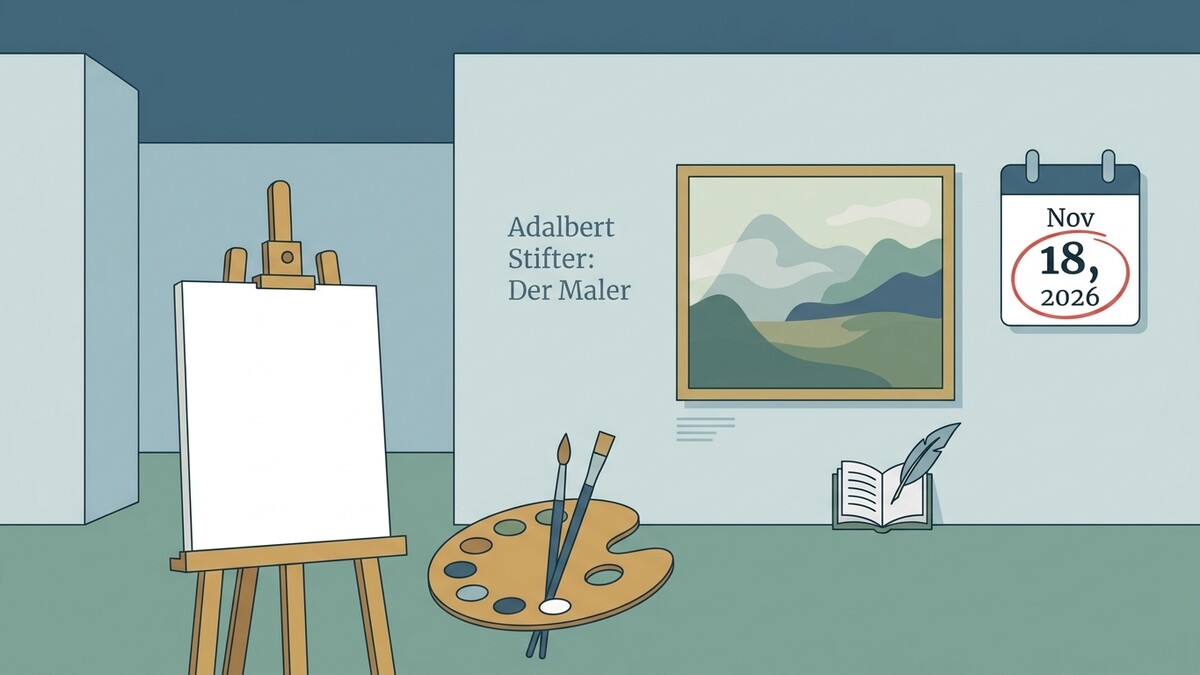 Adalbert Stifter: Der Maler, gemaltes Bild, Staffelei, Farbpalette, Kalender 18. Nov. 2026