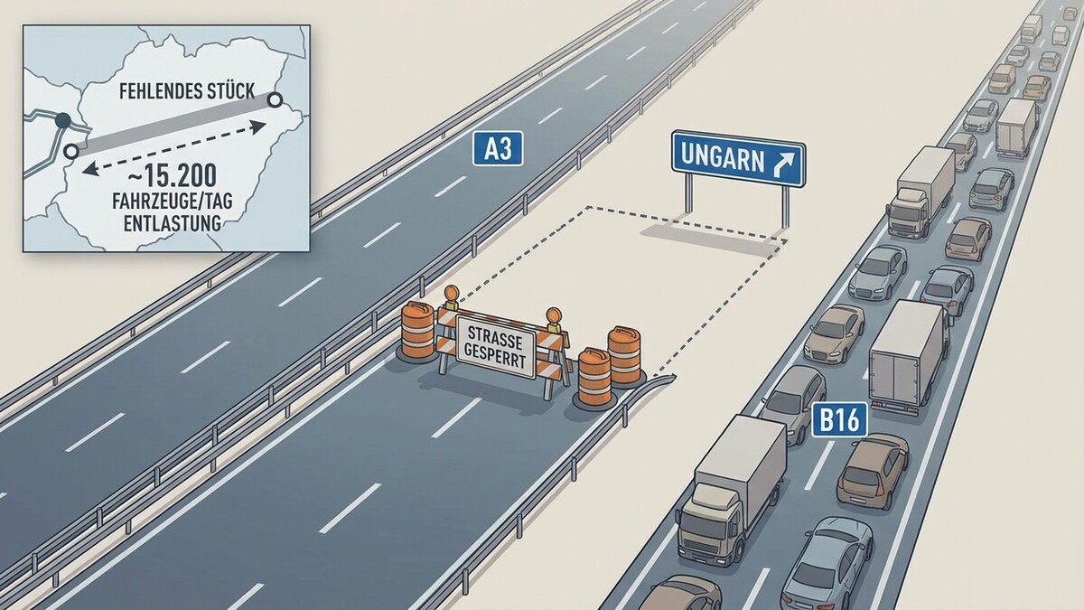 Ungarn: Stau auf der B16 und A3 wegen fehlendem Autobahnstück