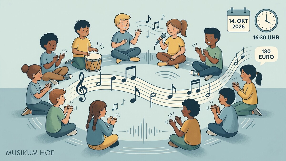 Kinder musizieren und singen im Kreis, Noten und Datum 14. Okt. 2026, 16:30 Uhr, 180 Euro