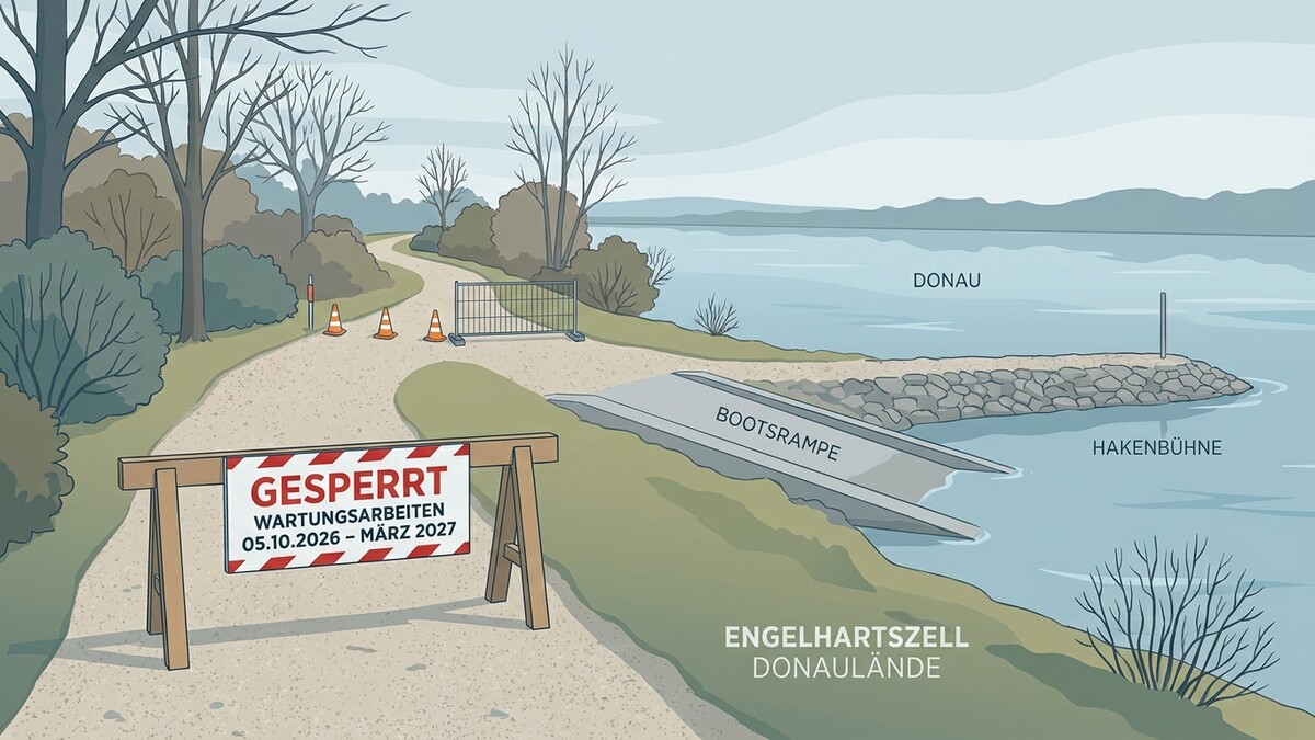 Engelhartsell Donaulände: Sperre wegen Wartungsarbeiten an der Bootsrampe und Hakenbühne an der Donau