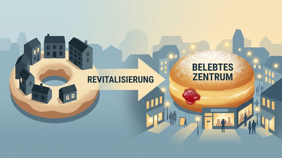 Revitalisierung: Von Häusern am Donutsring zum belebten Zentrum mit Geschäft