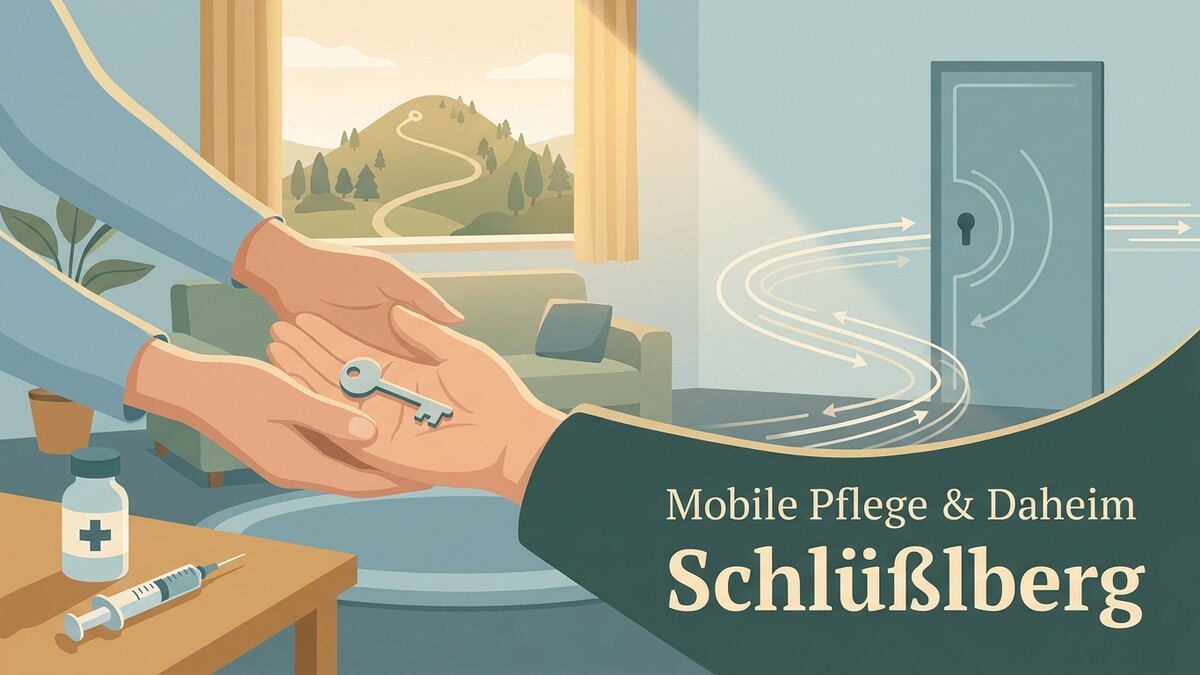Schlüsselübergabe für mobile Pflege und Daheim in Schluesselberg, mit Spritze und Medikament