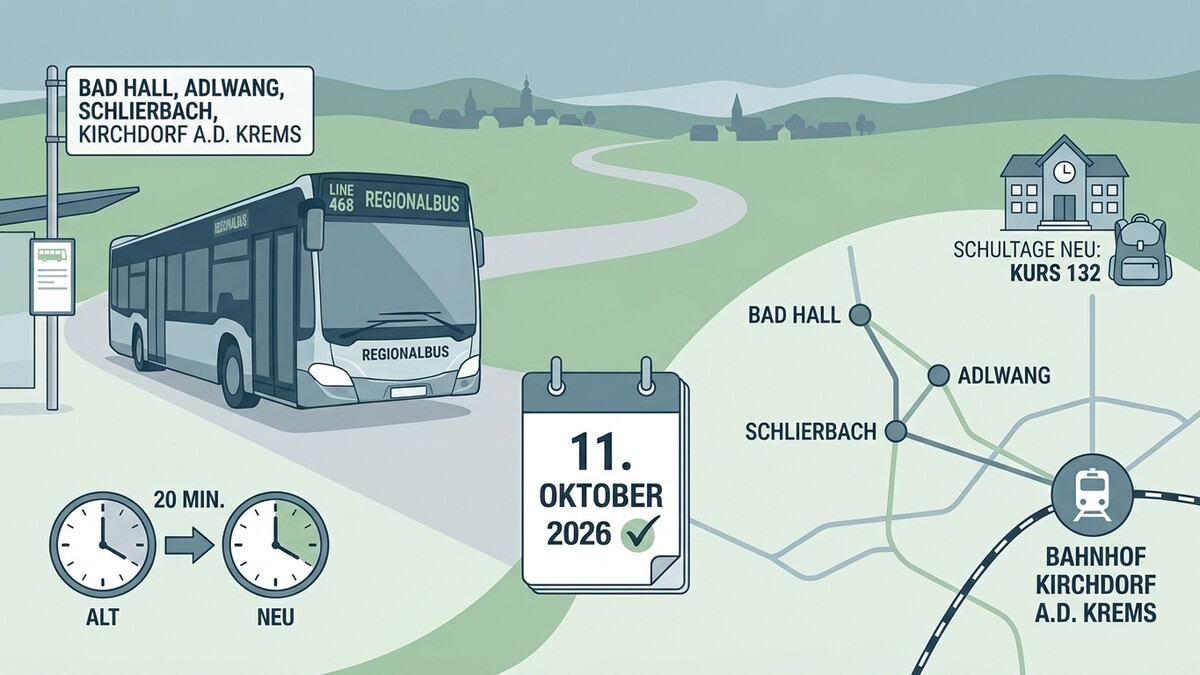 Regionalbus Linie 468 fährt nach Bad Hall, Adlwang, Schlierbach, Kirchdorf a.d. Krems
