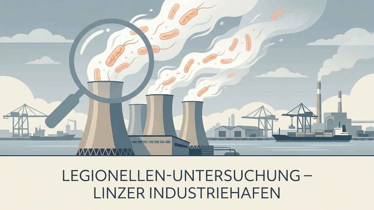 Legionellen-Untersuchung im Linzer Industriehafen mit Kühltürmen und Bakterien