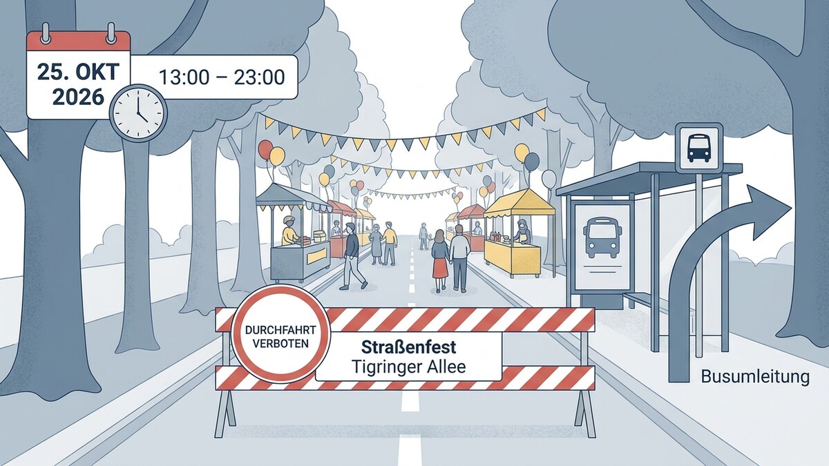 Straßenfest Tigringer Allee am 25. Okt. 2026 von 13-23 Uhr mit Busumleitung