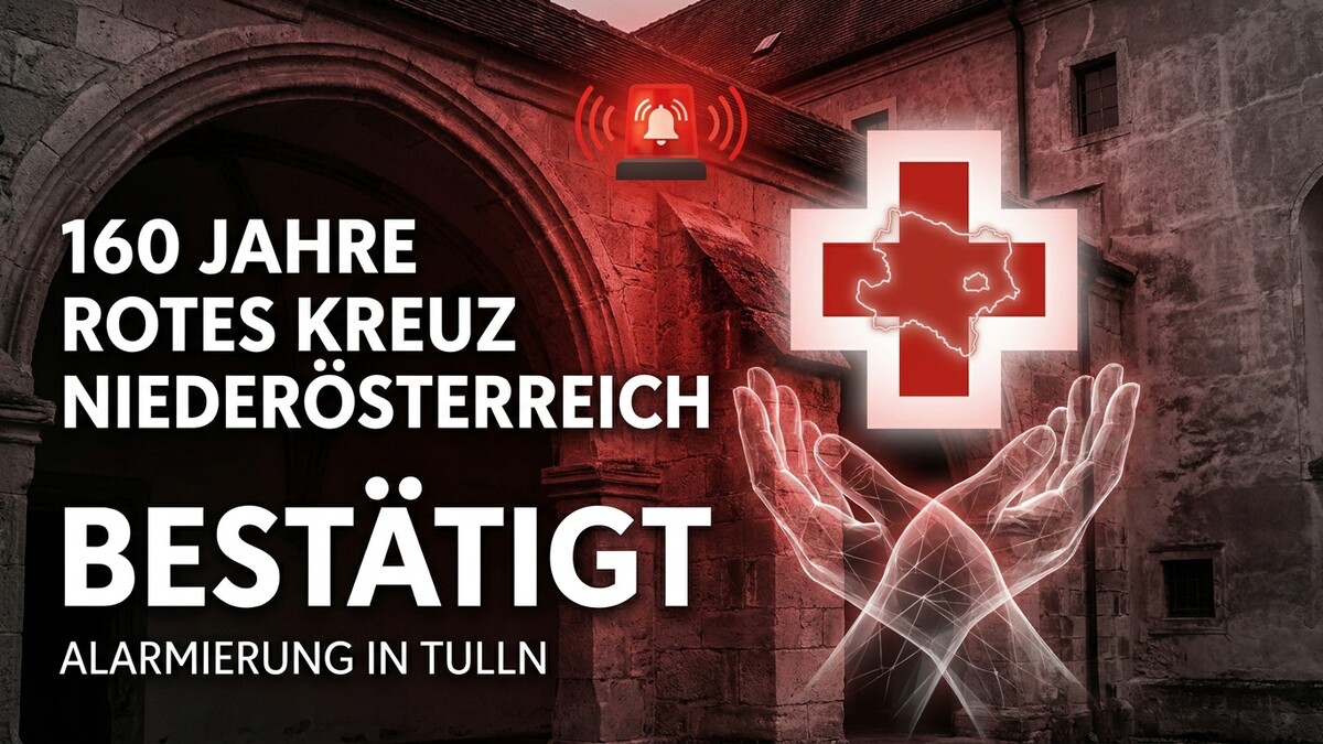 Rotes Kreuz Niederösterreich: 160 Jahre, Alarmierung in Tulln, Hände, Kreuz mit Österreichkarte