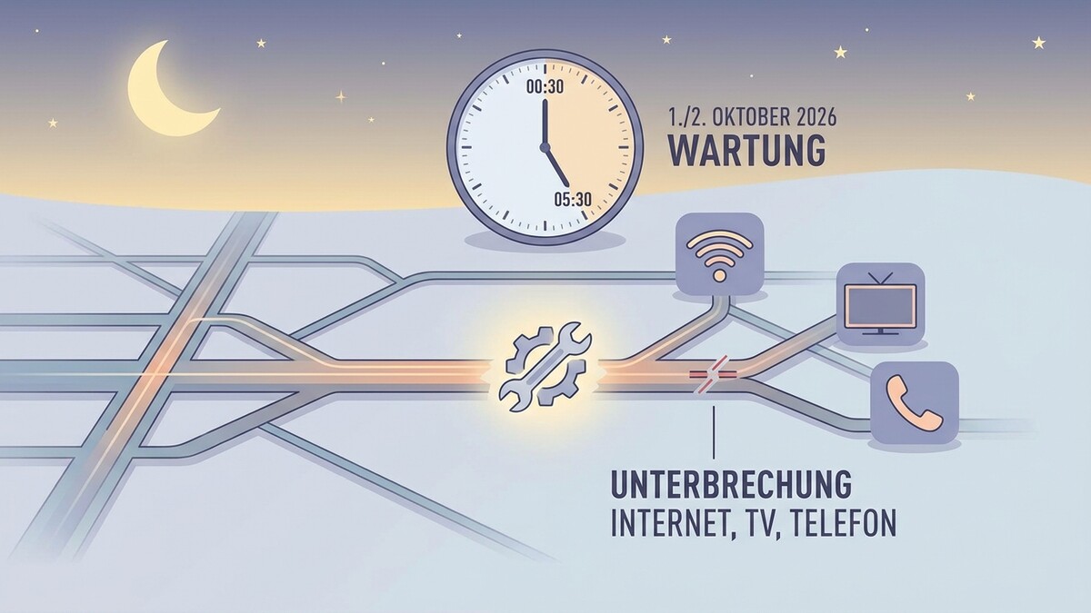 Wartung Internet, TV, Telefon: 1./2. Oktober 2026, 00:30–05:30 Uhr