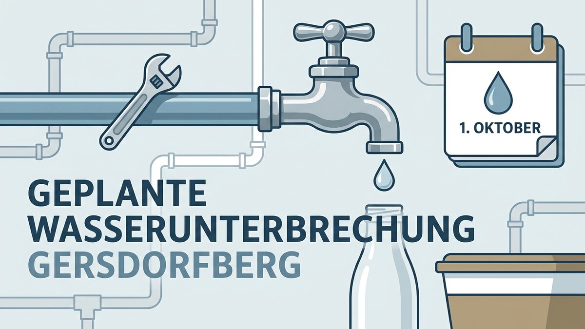 Wasserunterbrechung Gersdorferberg am 1. Oktober mit Kalender und Tropfen
