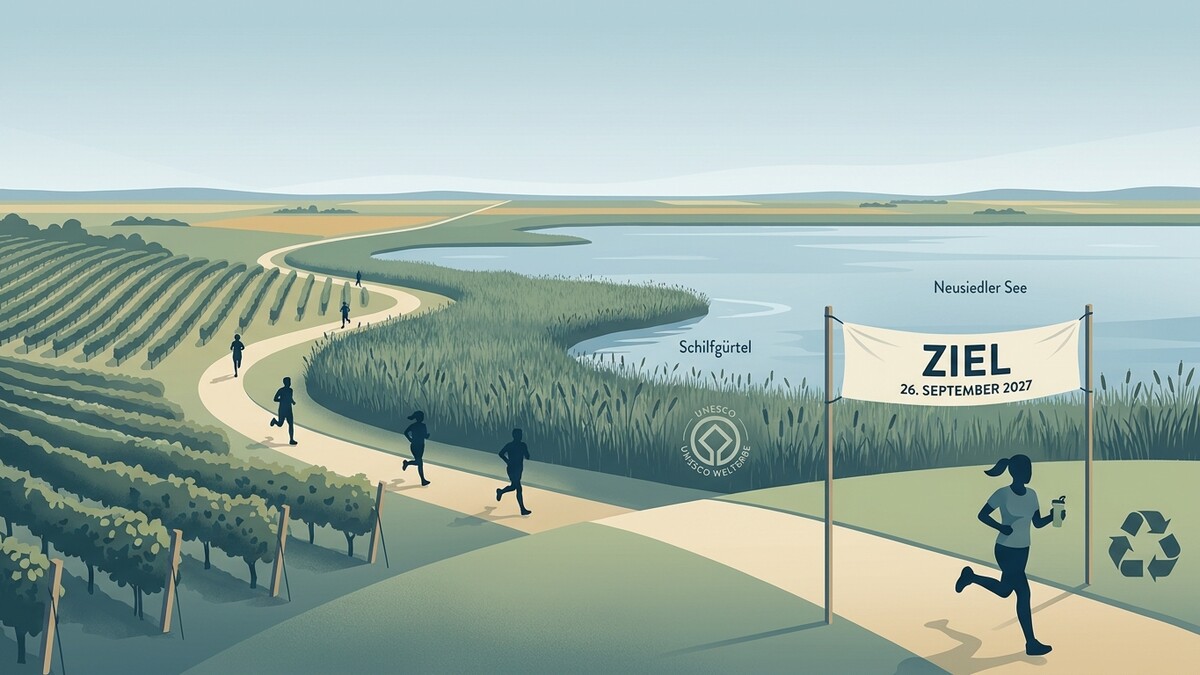 Neusiedler See: Läufer erreichen Ziel am Schilfgürtel, UNESCO Welterbe, 26. September 2027