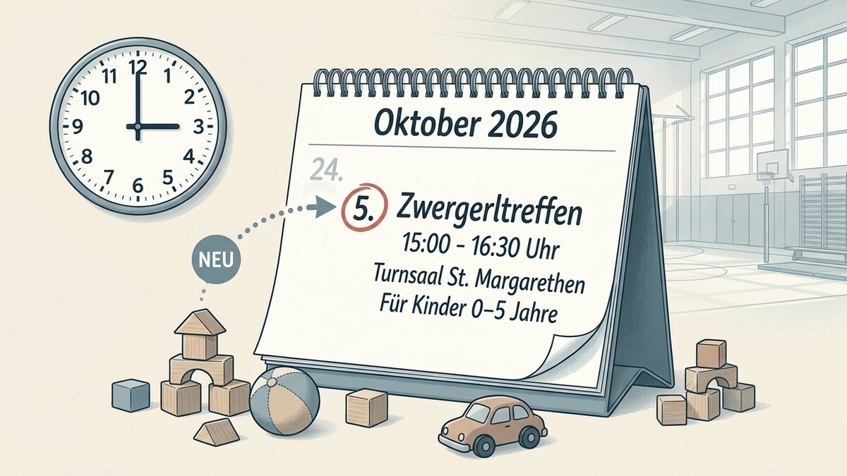Zwergerltreffen am 5. Oktober 2026 in Turnsaal St. Margarethen für Kinder von 0–5 Jahre