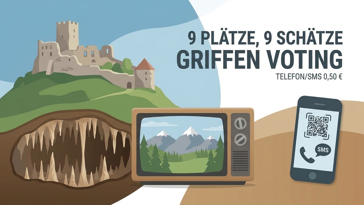 9 Plätze, 9 Schätze Griffen Voting mit Burg, Höhle, Fernseher und Smartphone