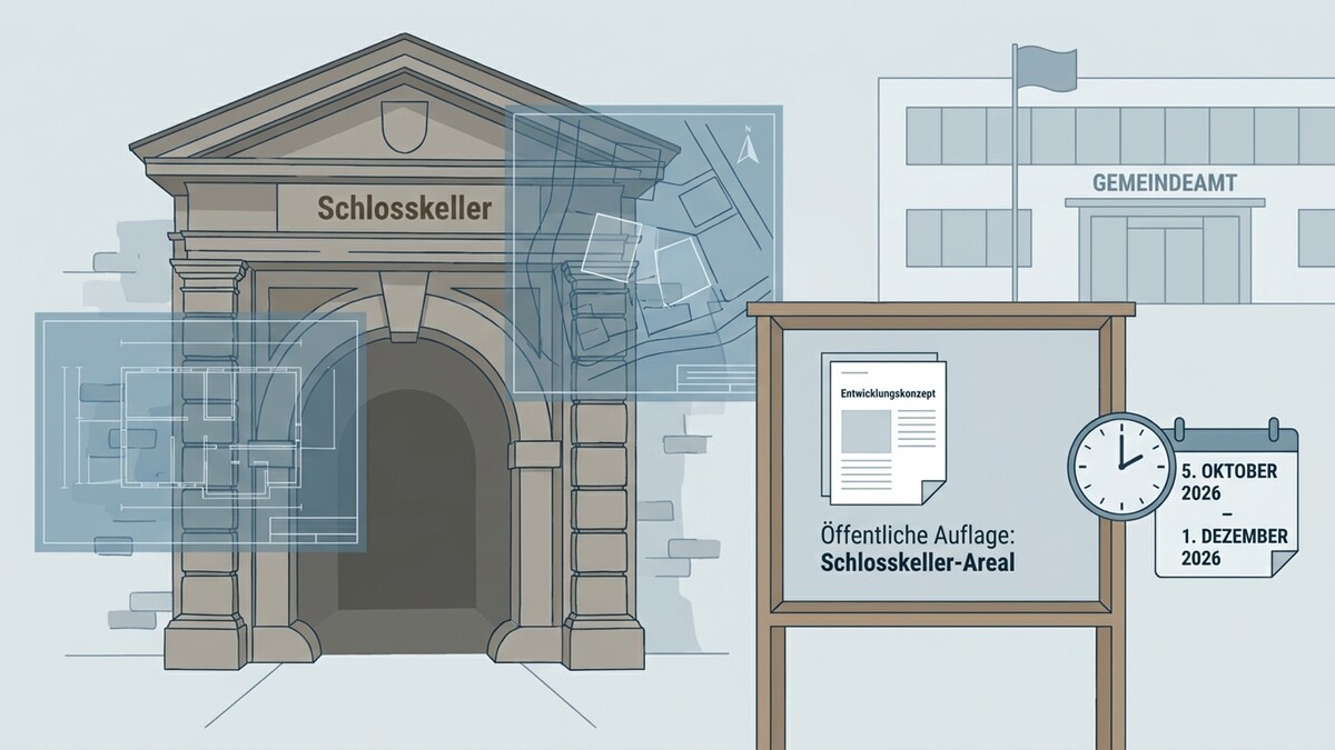 Schlosskeller-Areal: Entwicklungskonzept und öffentliche Auflage bis 1. Dezember 2026