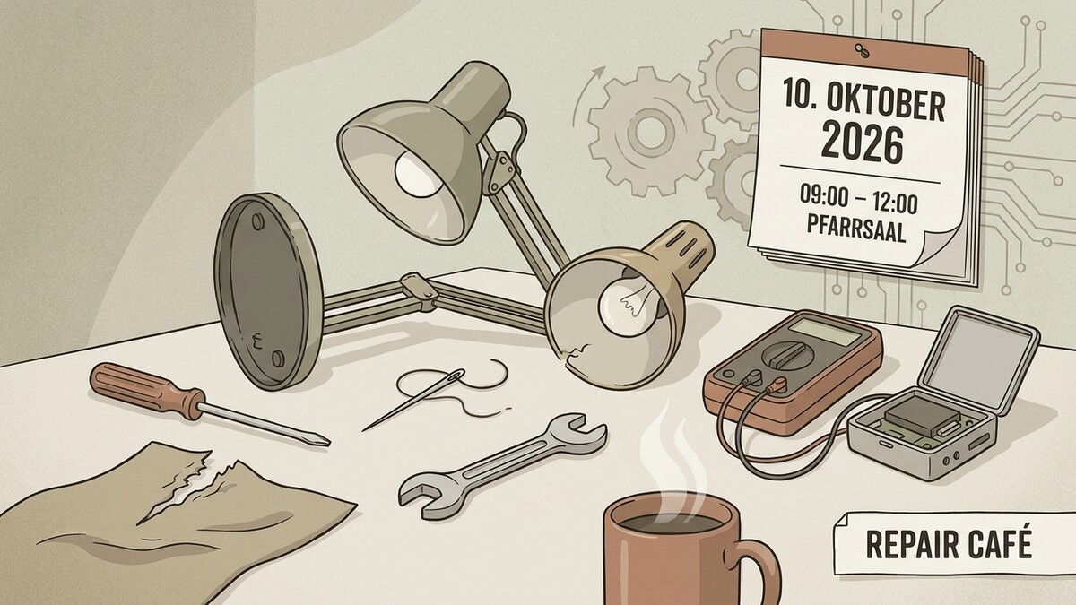 Repair Café am 10. Oktober 2026 im Pfarrsaal: Werkzeug, Lämpchen und Kaffee