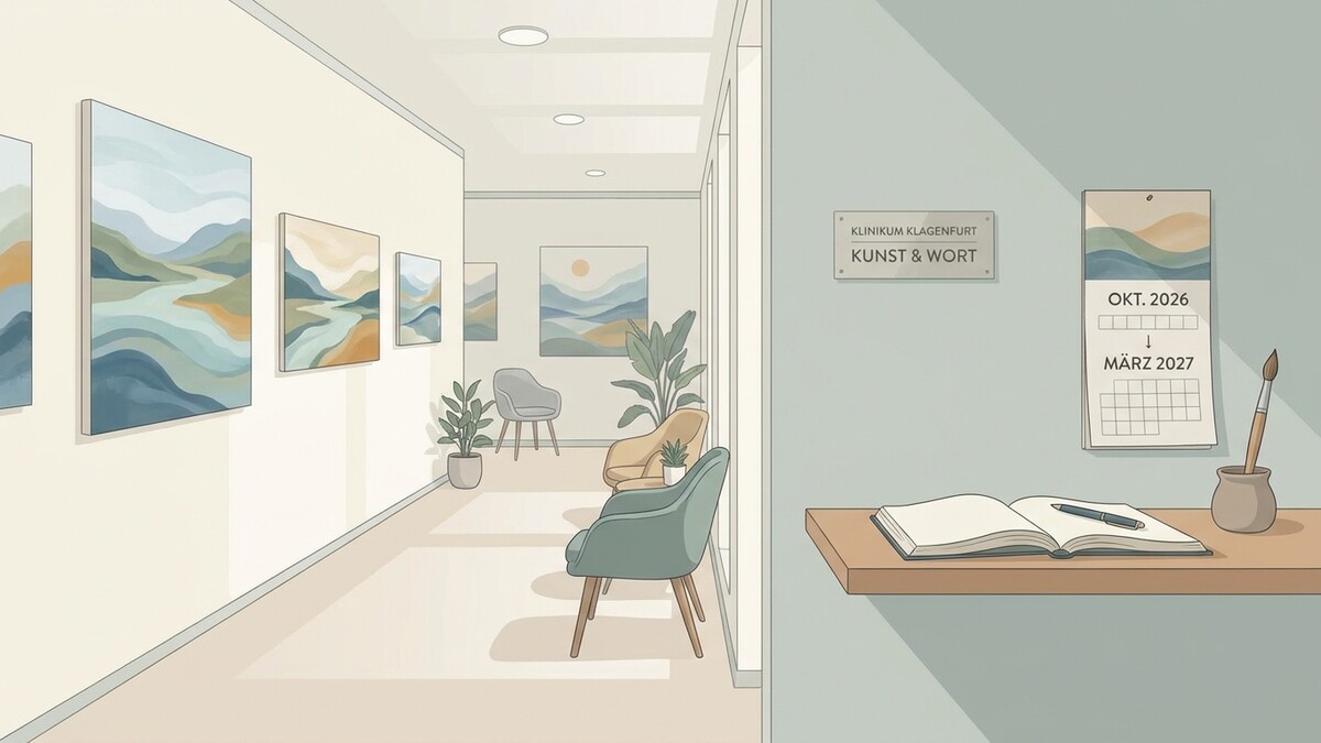 Klinikum Klagenfurt Kunst & Wort: Wartebereich mit Bildern und Kalender