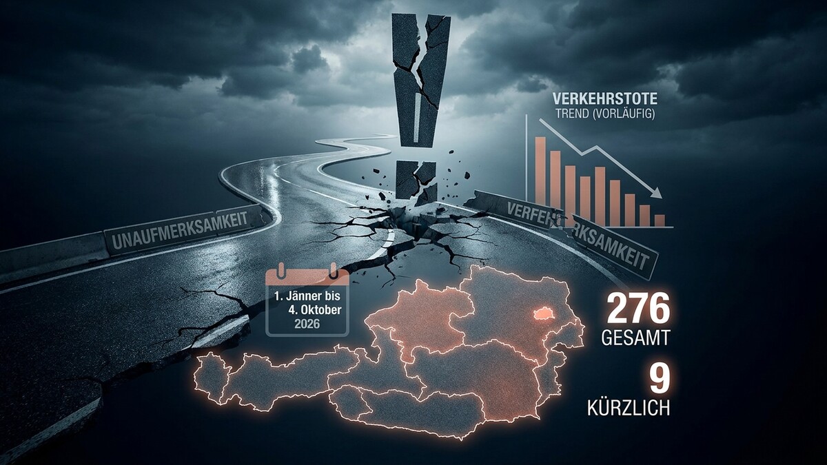 Verkehrstote Österreich: 276 gesamt, 9 kürzlich, von 1. Jänner bis 4. Oktober 2026