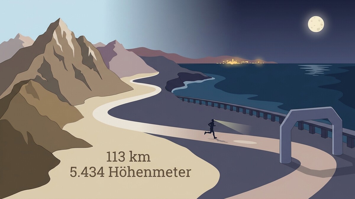 Läufer mit Stirnlampe bewältigt 113 km und 5.434 Höhenmeter entlang Küste und Bergen