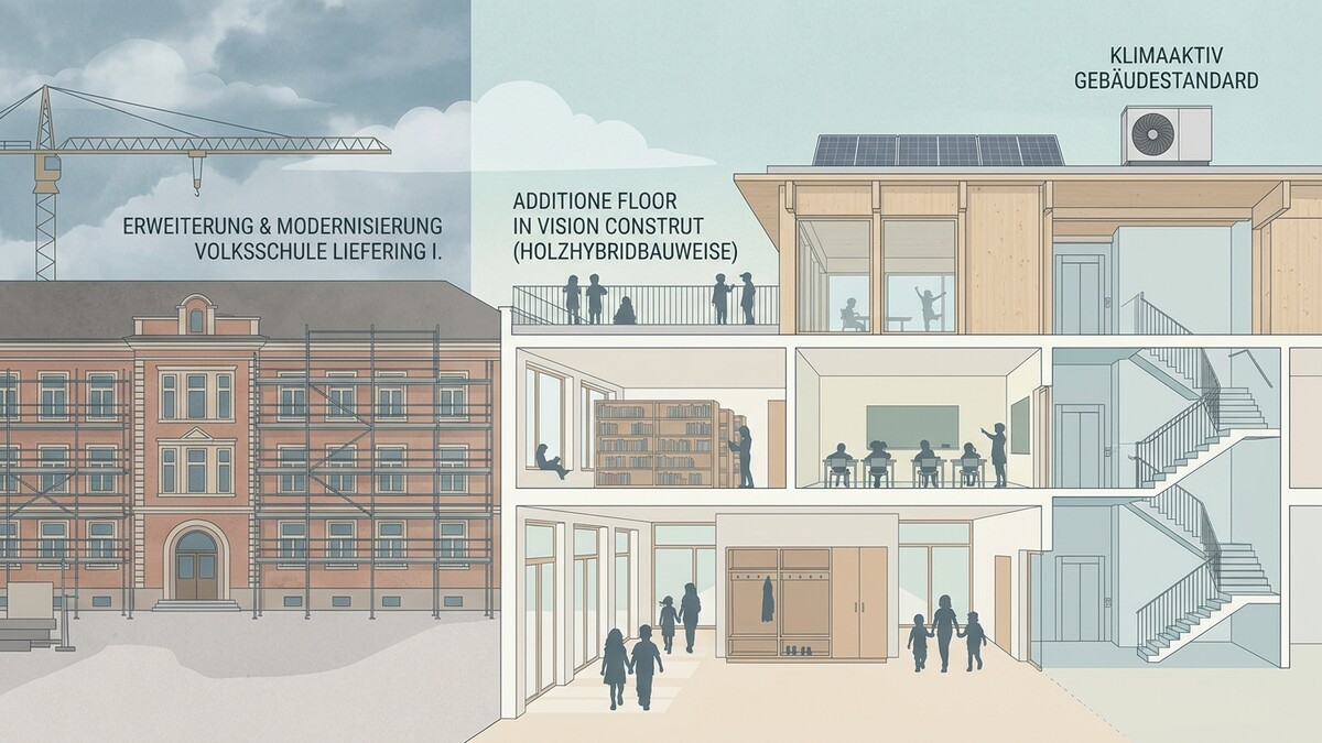 Volksschule Liefering I. in Salzburg: Erweiterung und Modernisierung mit Holzhybridbauweise