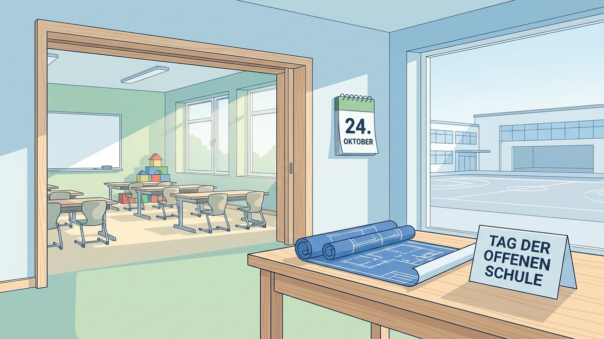 Tag der offenen Schule am 24. Oktober, Baupläne und Klassenzimmer mit Spielzeug