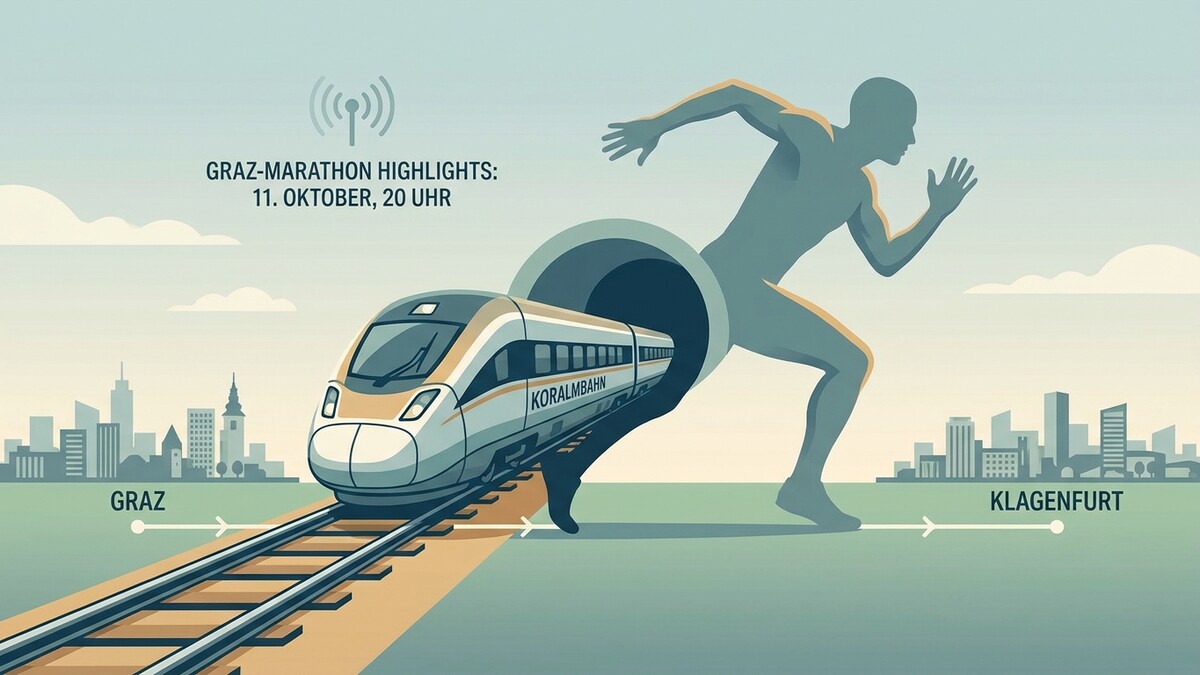 Graz-Marathon: Koralmbahn-Zug fährt durch Läufer zwischen Graz und Klagenfurt