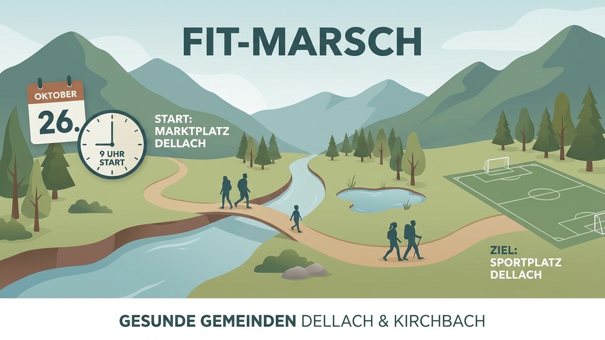 Fit-Marsch am 26. Oktober in Dellach: Start am Marktplatz, Ziel Sportplatz