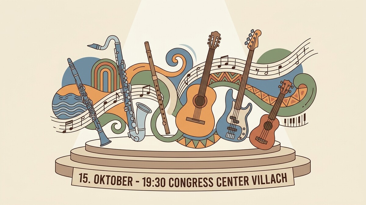 Musikinstrumente auf Bühne 15. Oktober Congress Center Villach