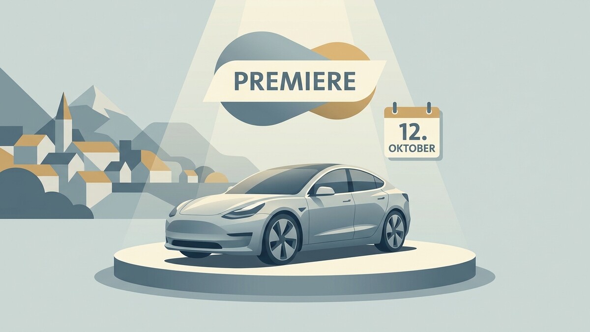Premiere eines Elektroautos am 12. Oktober vor Bergdorfkulisse