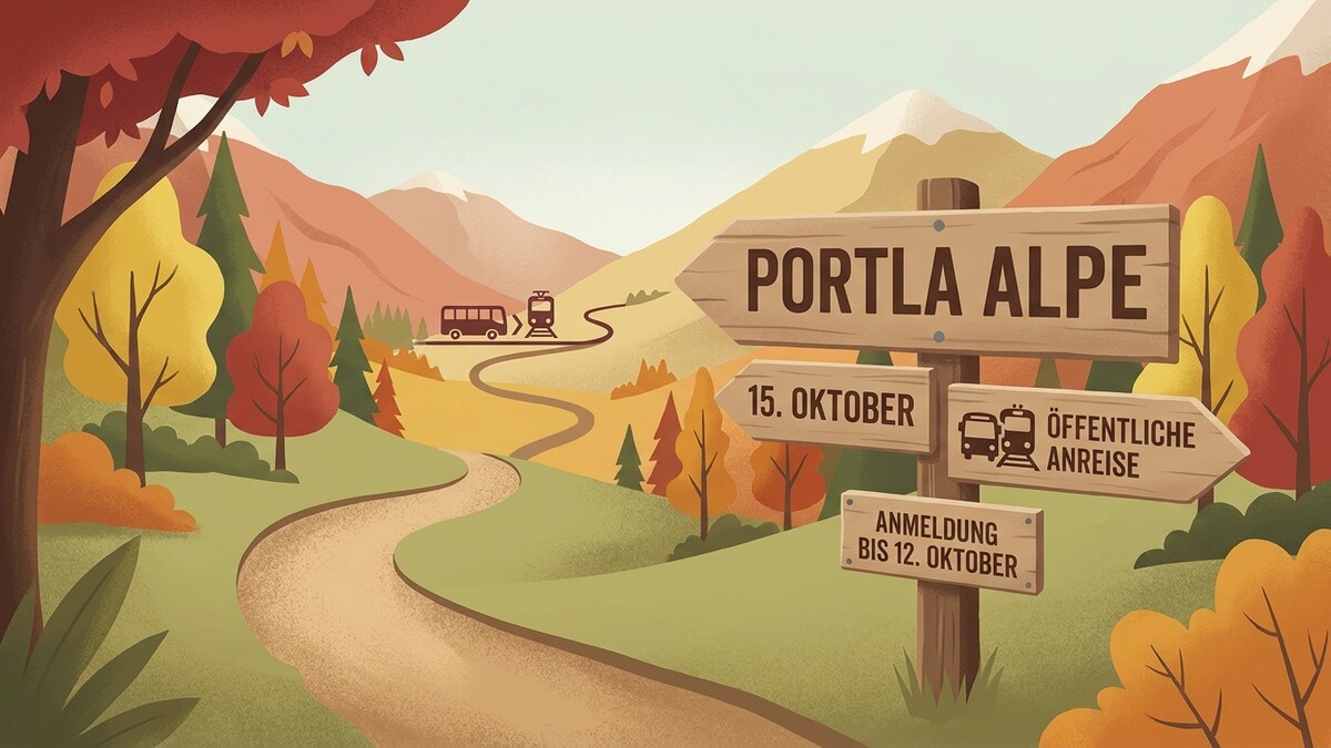 Portla Alpe: 15. Oktober, Öffentliche Anreise, Anmeldung bis 12. Oktober
