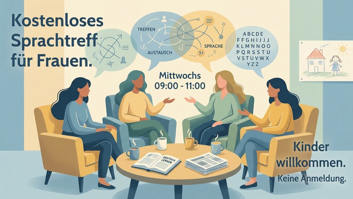 Sprachtreff für Frauen in Wien: Austausch und Lernen mittwochs von 9-11 Uhr, Kinder willkommen.